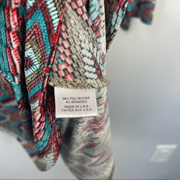 MISA Los Angeles Prism Print Slinky Swing Dress Long Sleeve Mosaic Southwestern - Picture 12 of 16